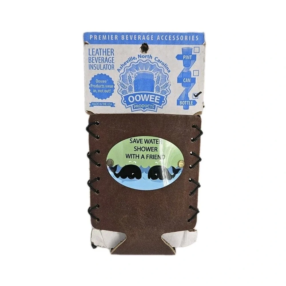 New Leather Handmade In Asheville 12oz Bottle Coozie Novelty Gift Beer Metal Pic